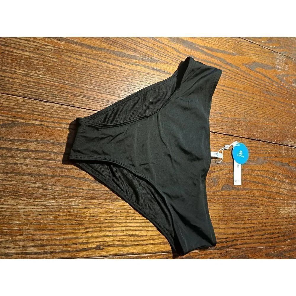 New Large Cupshe Black Bikini Tankini Swimsuit Bathing Suit Swimwear Bottoms